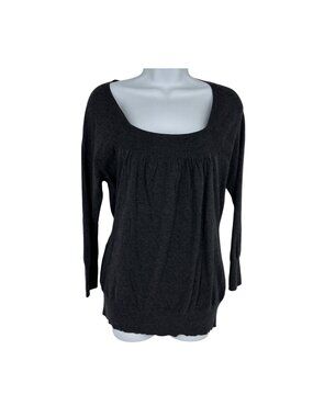 Banana Republic Women's Charcoal Gray Long Sleeve Square Neck Top Size L